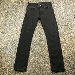 Nudie Jeans Lean Dean Organic Cotton Stretch Slim Leg Dry Cold Black Mens 32x31